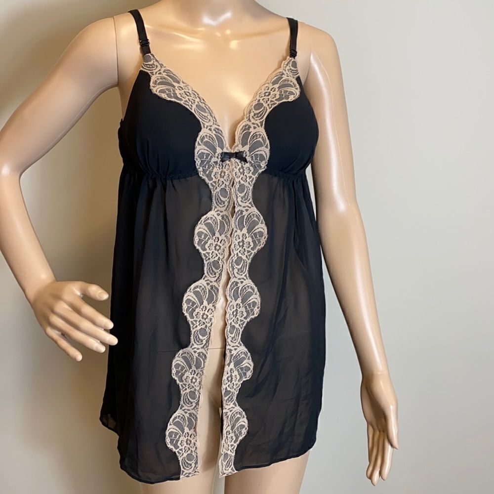 Apt.9 black lingerie with lace chemise size L